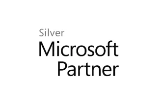Silver Microsoft Partner logo with Silver in gray above Microsoft Partner in black text on a white background.