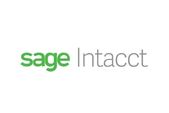 Sage Intacct logo with the word sage in green lowercase letters and Intacct in gray lowercase letters on a white background.
